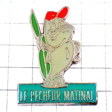ピンバッジ・赤い帽子のサカナ魚くん LE-PECHEUR-MATINAL FISHING FRANCE