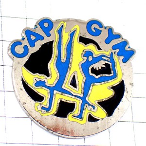 ピンバッジ・男女の体操選手ジム逆立ちポーズ