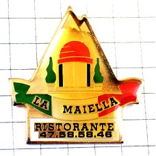 ピンバッジ・レストランの入口イタリア料理国旗色リストランテ LA-MAIELLA ITALIA FLAG