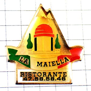 ピンバッジ・レストランの入口イタリア料理国旗色リストランテ