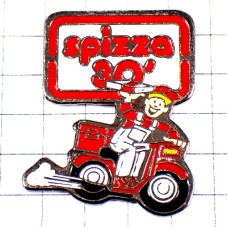 ピンバッジ・赤いスクーター二輪ピザ屋さん宅配バイク急ぐ S-PIZZA SCOOTER