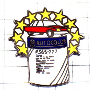 ピンバッジ・赤い車とスター星々 AUTOCOLOR PAINTING ICI-PAINTS IMPERIAL-CHEMICAL-INDUSTRIES ENGLAND