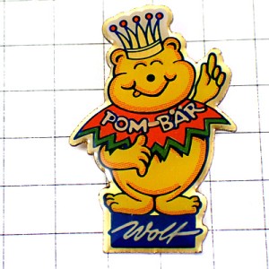 ピンバッジ・王冠をかぶった熊クマ POM-BAR TEDDY-BEAR FRANCE