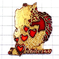 ピンバッジ・ユニコーン赤と白の一角獣ハート馬 UNICORNS