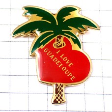 ピンバッジ・グアドループ島大好きヤシの木ハート GUADELOUPE ISLAND CARRIBEAN PALMIER FRANCE
