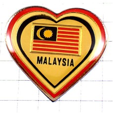 ピンバッジ・マレーシア三日月と太陽の国旗ハート大好き MALAYSIA HAERT FLAG