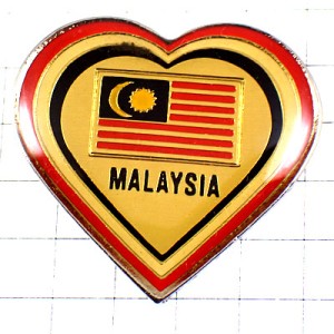 ピンバッジ・マレーシア三日月と太陽の国旗ハート大好き MALAYSIA FLAG