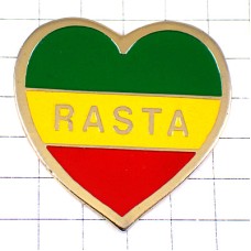 ピンバッジ・ラスタカラー大好きレゲエ音楽ハート REGGAE RASTA FLAG HEART