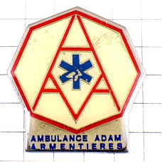 ピンバッジ・青い救急のマークＡ ARMENTIERE AMBULANCE FRANCE