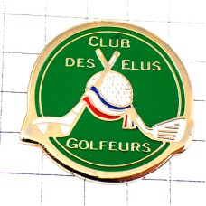 ピンバッジ・ゴルフ球クラブ緑グリーン青白赤トリコロールのリボン GOLF FRANCE ピンバッジ・ゴルフ球クラブ緑グリーン青白赤トリコロールのリボン GOLF FRANCE