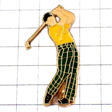 ピンバッジ・ゴルファー緑チェック柄ゴルフ GOLF PLAYER