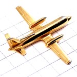 ピンバッジ・双発飛行機ゴールド金色立体型