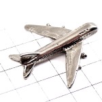 ピンバッジ・飛行機シルバー銀色立体型
