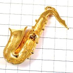 ピンバッジ・サックス楽器ジャズ音楽ゴールド金色サクソフォン SAXOPHONE