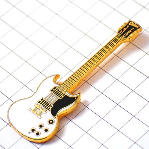 ピンバッジ・白いエレキギター楽器ギブソン音楽アメリカ/USA