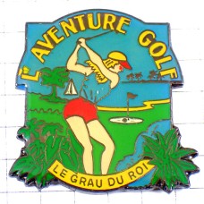 ピンバッジ・ゴルフ冒険ゴルファー女の子グリーン ピンバッジ・ゴルフ冒険ゴルファー女の子グリーン