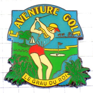 ピンバッジ・ゴルフ冒険ゴルファー女の子グリーン