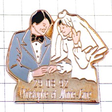 ピンバッジ・新婚カップル男の子女の子結婚式 CHRISTOPHE MARIE-LINE WEDDING FRANCE