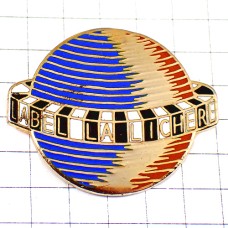 ピンバッジ・トリコロールの地球と市松模様 LABEL-LA-LICHERE FRANCE