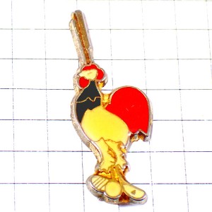 ピンバッジ・ゴルフのクラブと球トリコロール雄鶏フランス国鳥ニワトリ青白赤