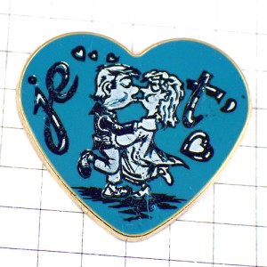 ピンバッジ・ジュテーム大好きハート男の子と女の子 JE-T-AIME FRANCE