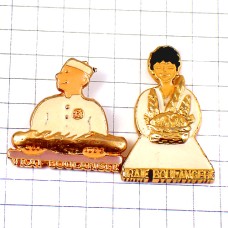 ピンバッジ・パン屋さんと奥さんバゲット金色ゴールド BOULANGER FRANCE ピンバッジ・パン屋さんと奥さんバゲット金色ゴールド BOULANGER FRANCE