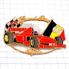 ピンバッジ・ベルギーF1サーキット車と国旗チェッカーフラッグ SPA-FRANCORCHAMPS CIRCUIT BELGIUM FLAG FERRARI