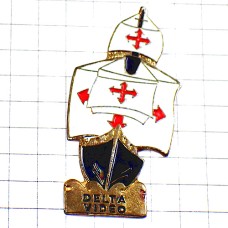 ピンバッジ・コロンブスの白い帆船ボート大航海時代 CHRISTOPHER-COLUMBUS AMERICA-1492 SANTA-MARIA
