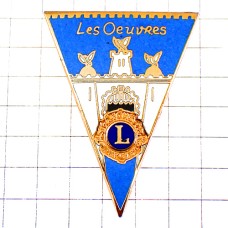 ピンバッジ・ライオンズクラブＬ三角ブルー青 LIONS-CLUB FRANCE LES-OEUVRES