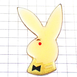ピンバッジ・プレイボーイ白ウサギ蝶ネクタイ赤い目 PLAYBOY MAGAZINE