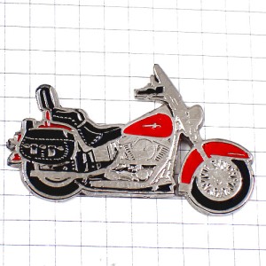 ピンバッジ・ハーレーダビッドソン二輪バイク赤オートバイ銀色ピューター製 HARLEY-DAVIDSON USA
