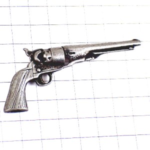 ピンバッジ・銀色の拳銃ピストル短銃ピューター製シルバー
