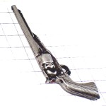 ピンバッジ・銀色の拳銃ピストル短銃ピューター製シルバー