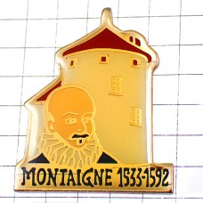 ピンバッジ・モンターニュ肖像画お城の塔 MONTAIGNE MICHEL-DE-MONTAIGNE WRITING FRANCE ピンバッジ・モンターニュ肖像画お城の塔 MONTAIGNE MICHEL-DE-MONTAIGNE WRITING FRANCE