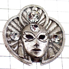 ピンバッジ・ラインストーンのマスク仮面ベニスのカーニバル祭ヴェネツィア伊イタリア銀色シルバー VENEZIA ITALIA ITALY ピンバッジ・ラインストーンのマスク仮面ベニスのカーニバル祭ヴェネツィア伊イタリア銀色シルバー VENEZIA ITALIA ITALY