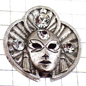 ピンバッジ・ラインストーンのマスク仮面ベニスのカーニバル祭ヴェネツィア伊イタリア銀色シルバー VENEZIA ITALIA ITALY ピンバッジ・ラインストーンのマスク仮面ベニスのカーニバル祭ヴェネツィア伊イタリア銀色シルバー VENEZIA ITALIA ITALY