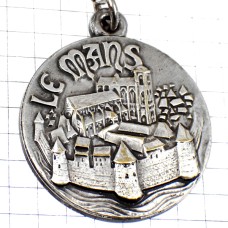 キーホルダー・ルマン旧市街と新市街シルバー銀色 LE-MANS CASTLE CATHEDRAL FRANCE