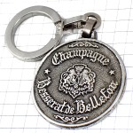 キーホルダー・シャンパーニュ酒シャンパン紋章シルバー銀色 CHAMPAGNE BESSERAT-BELLEFON FRANCE