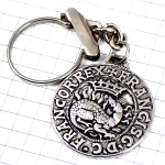 キーホルダー・サラマンダー火を吹く竜ドラゴン龍シルバー銀色リズラ王冠チューインガム