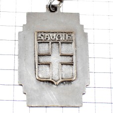 キーホルダー・サヴォワ県十字の紋章スキーヤー女の子シルバー銀色 キーホルダー・サヴォワ県十字の紋章スキーヤー女の子シルバー銀色