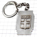 キーホルダー・サヴォワ県十字の紋章スキーヤー女の子シルバー銀色