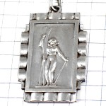 キーホルダー・サヴォワ県十字の紋章スキーヤー女の子シルバー銀色