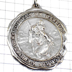 キーホルダー・コーヒー豆の箱クリストフォロス聖人シルバー銀色 CAFES-MOKAREX ST-CHRISTOPHE FRANCE