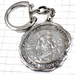 キーホルダー・コーヒー豆の箱クリストフォロス聖人シルバー銀色 CAFES-MOKAREX ST-CHRISTOPHE FRANCE