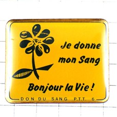 ピンバッジ・献血ボンジュール血液の雫の花