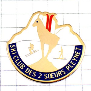 ピンバッジ・スキー鹿アルプスの雪山