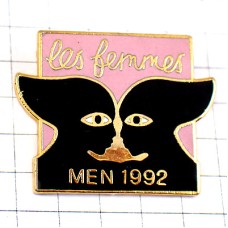 ピンバッジ・女の子の横顔２人 LES-FEMMES WOMENS FRANCE