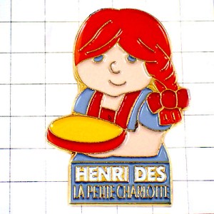 ピンバッジ・赤い髪の女の子お菓子