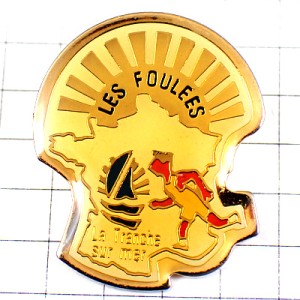 ピンバッジ・太陽ランナー陸上選手ボート船