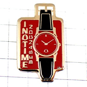 ピンバッジ・イノタイム黒いベルトの腕時計 INOTIME FRANCE